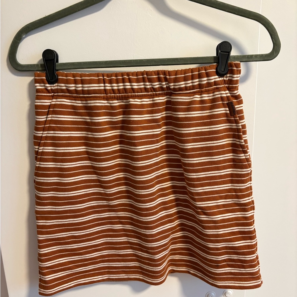 Striped Rust and White Knit Skirt